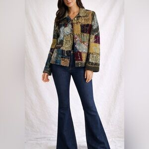 Vintage Colorful Patchwork Embroidered Women's Blazer